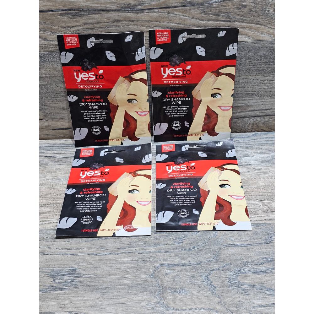 YesTo Charcoal Detoxifying Clarifying Refreshing Dry Shampoo Wipe Brunettes